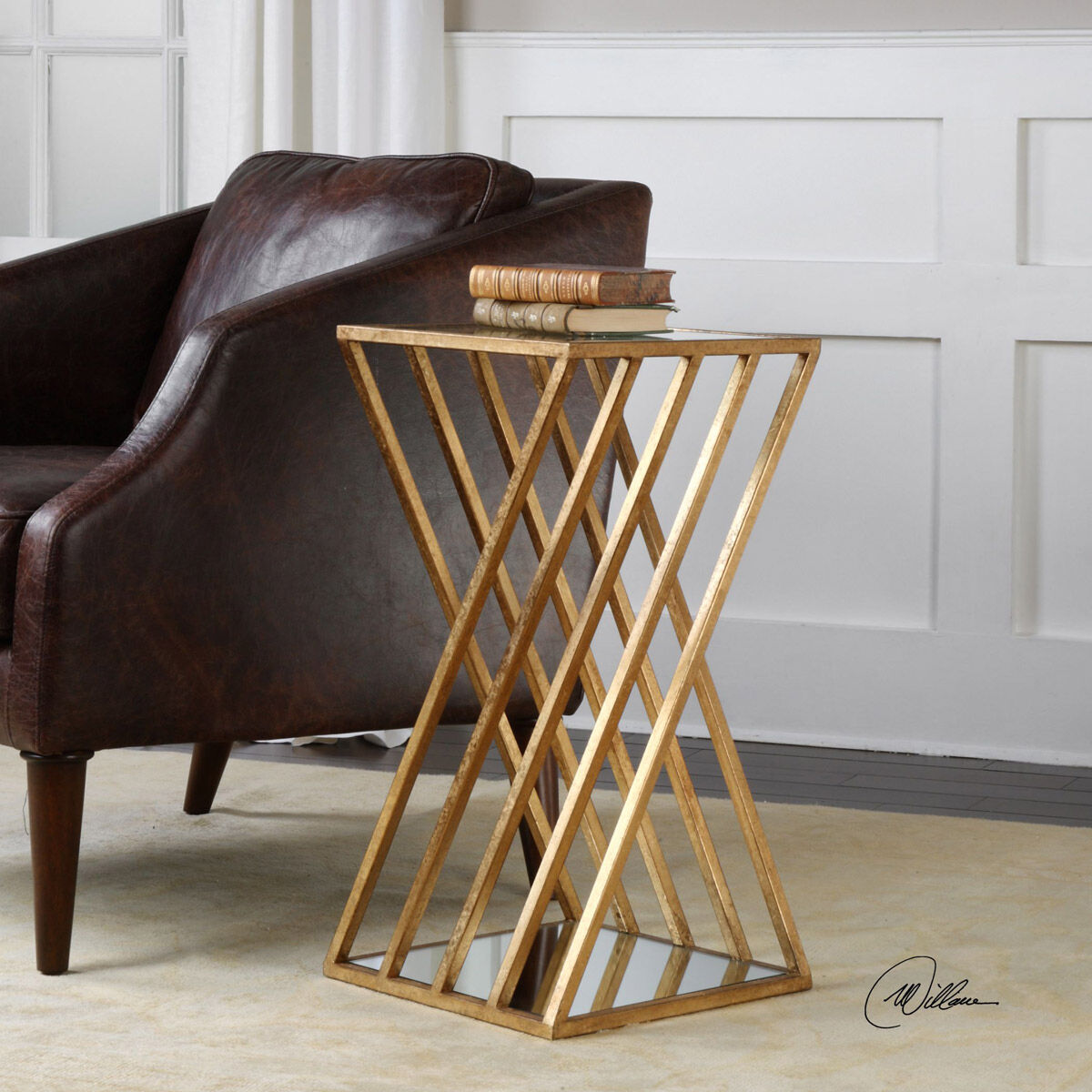 Janina 25 X 13 inch Gold End Table, Matthew Williams