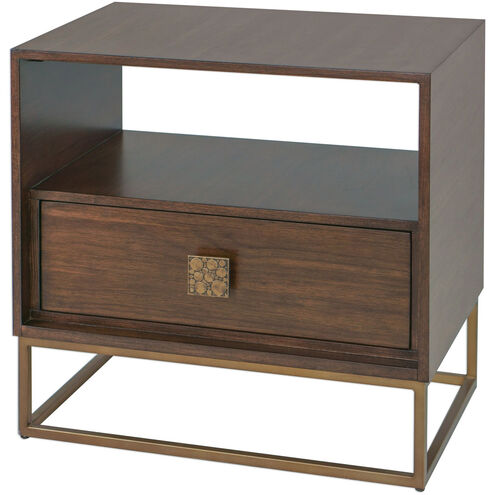Bexley 25 X 25 inch Dark Walnut and Brushed Brass Side Table