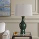 Tennille 31 inch 150 watt Deep Green Glaze and Antique Brass Table Lamp Portable Light