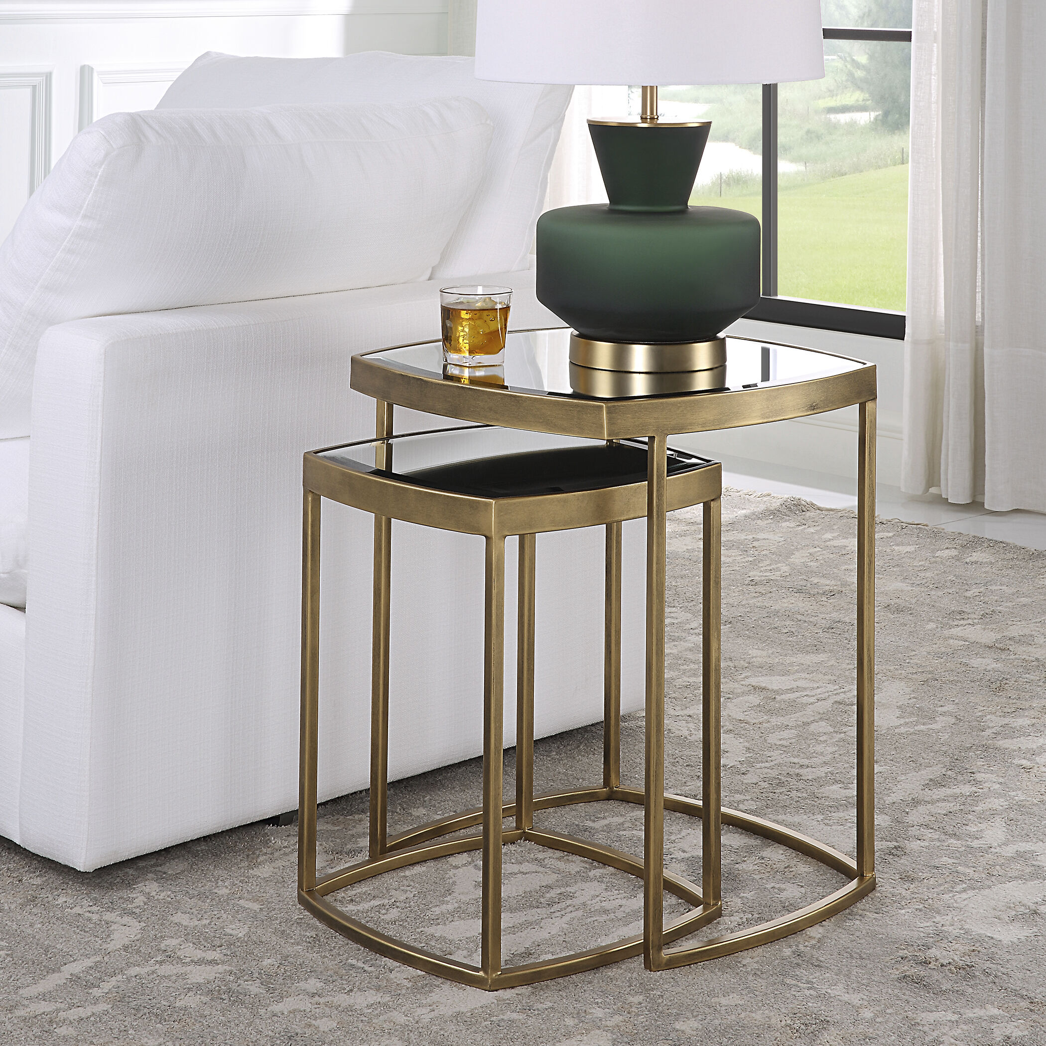 Antique gold nesting tables deals