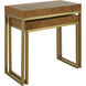 Burl-esque 24.5 X 24.5 inch Pecan and Brushed Brass Nesting Tables, Set of 2