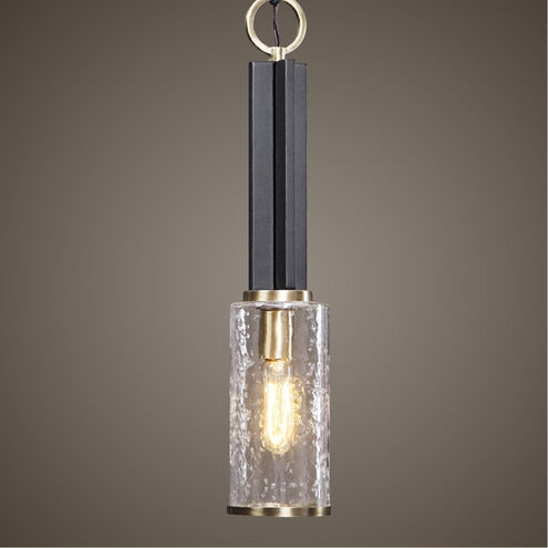 Jarsdel 1 Light 5 inch Black and Antique Brass Mini Pendant Ceiling Light