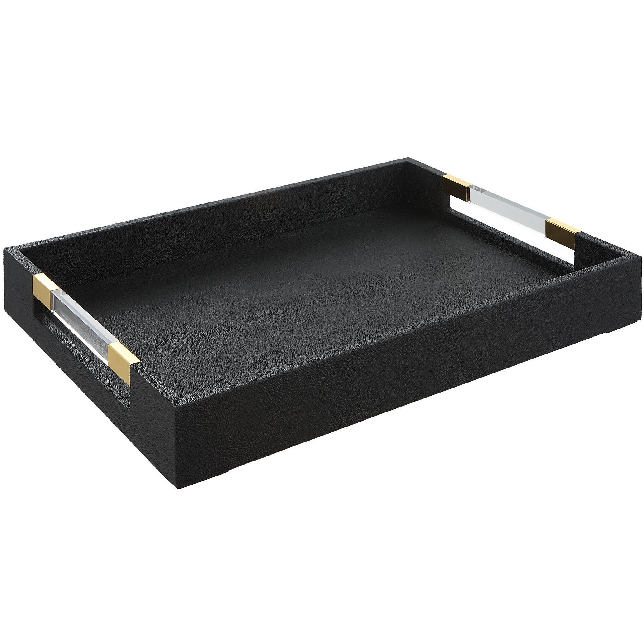 Wessex Black Faux Shagreen with Acrylic and Brass Tray