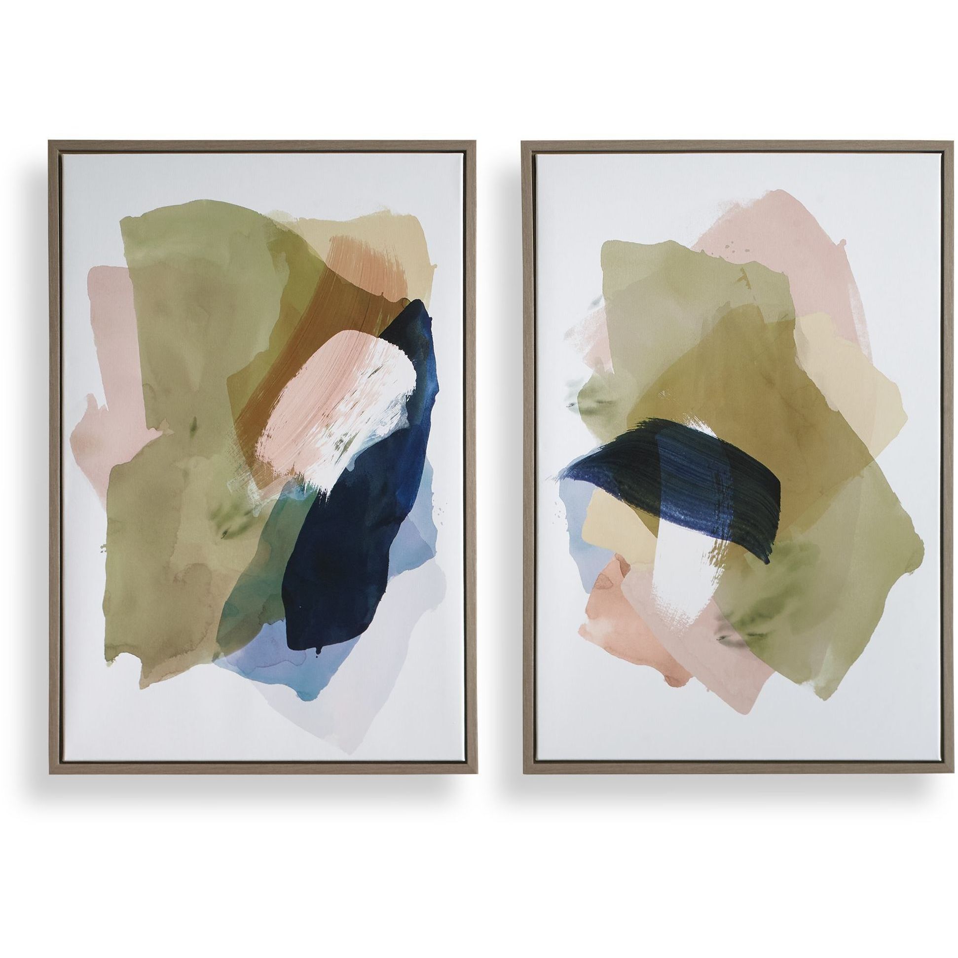 Abstract Afternoon Multicolor Framed Canvases, Set of 2