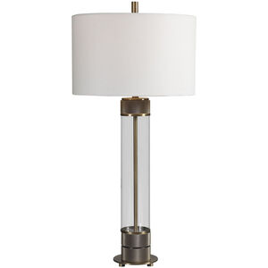 Anmer 35 inch 150.00 watt Clear Glass and Antiqued Brass Table Lamp Portable Light
