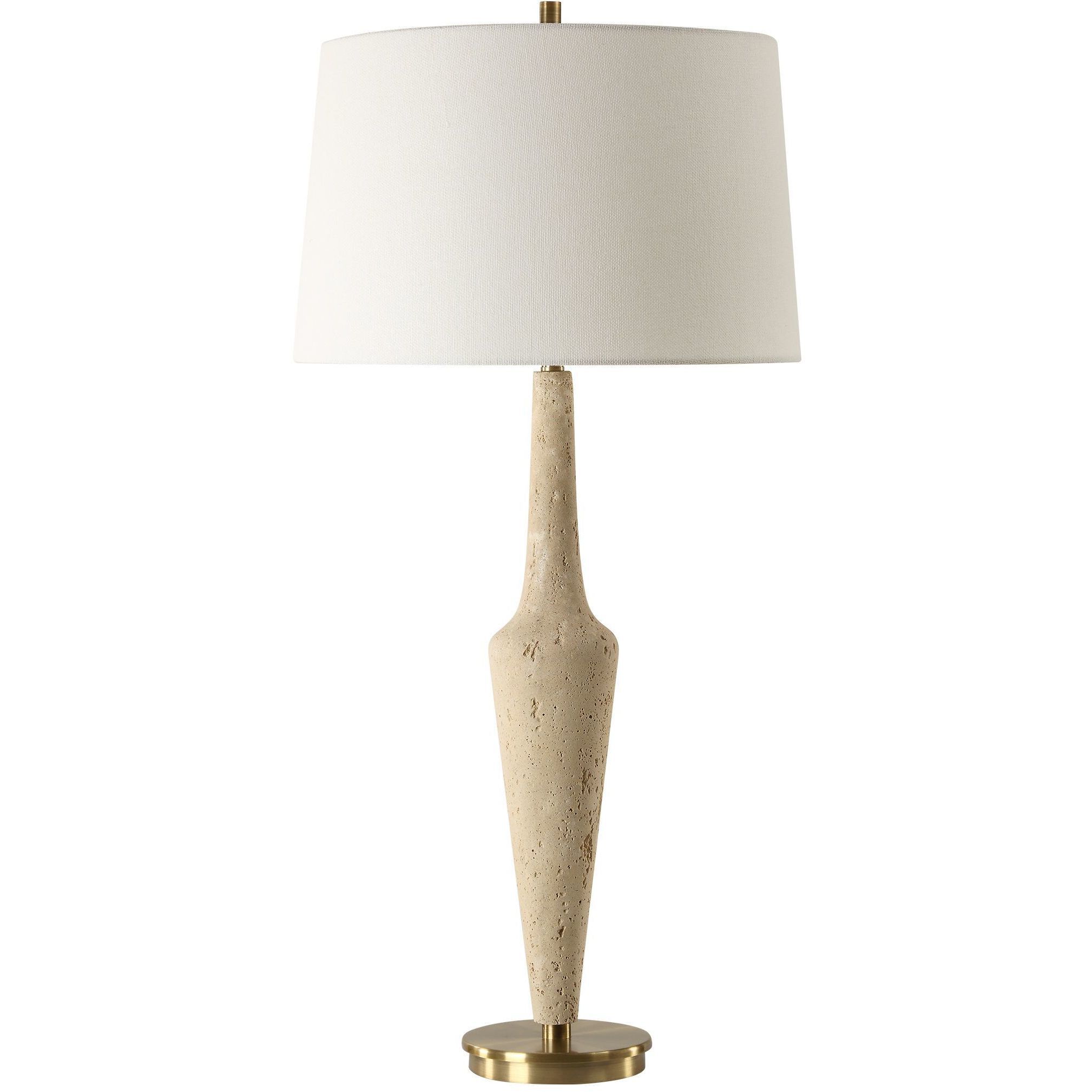 Juliet 35.75 inch 150.00 watt Faux Travertine and Antique Brass Table Lamp Portable Light