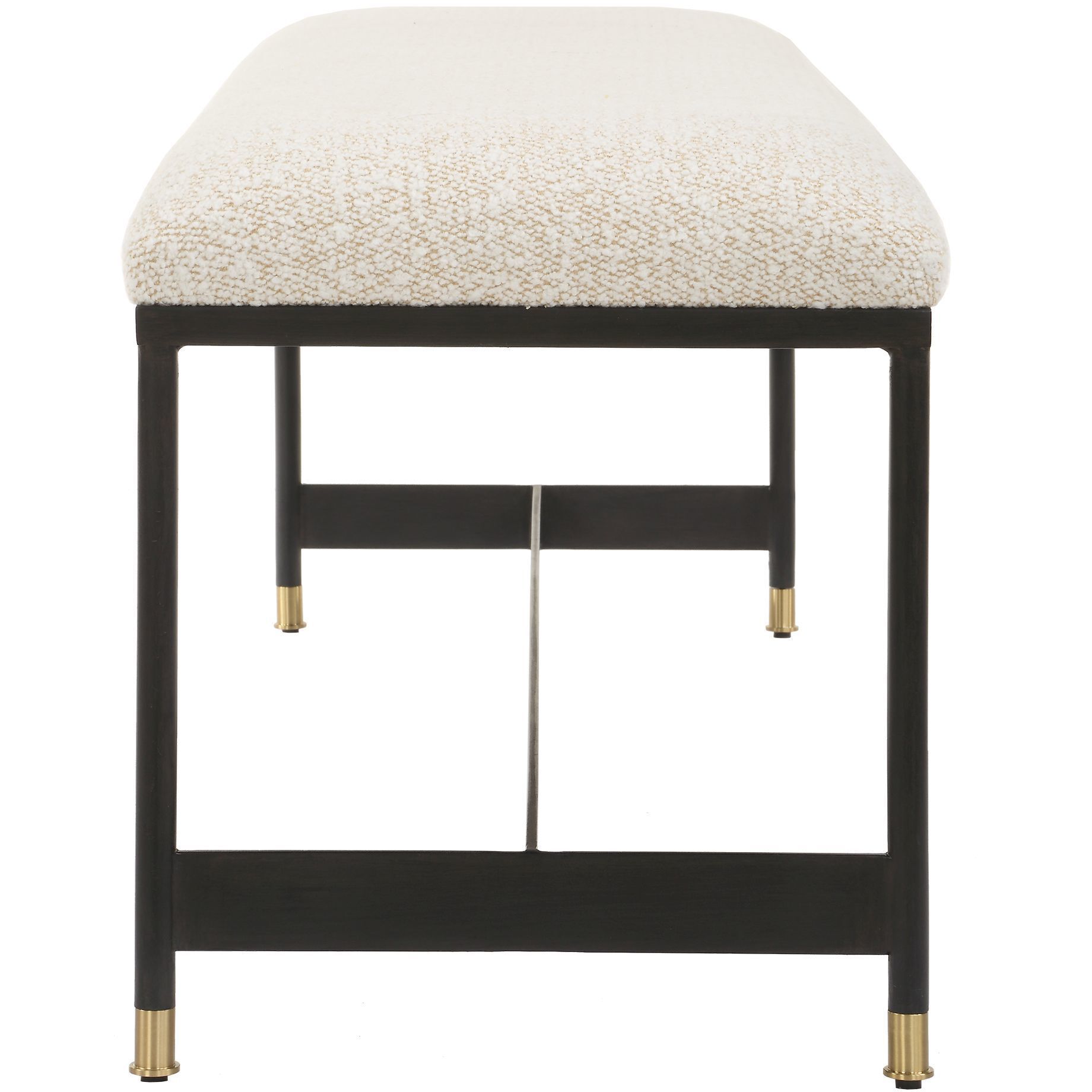 Halston Matte Black and Off-White with Brushed Brass Bench