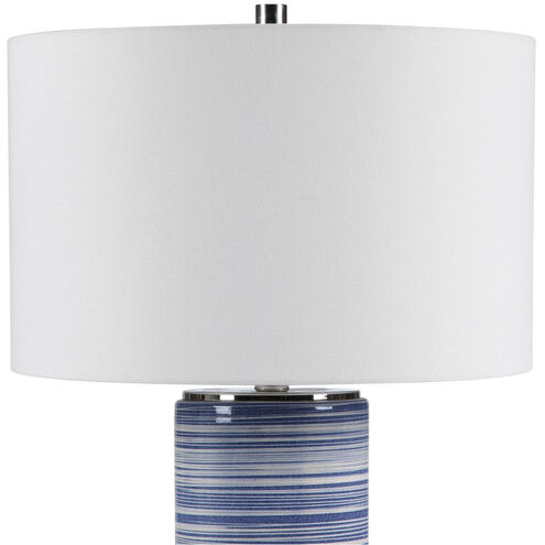 Montauk 29 inch 150 watt Striped White and Indigo Table Lamp Portable Light