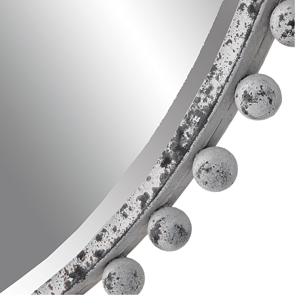 Taza 32 X 32 inch Distressed Aged White with Rustic Black Undertones Wall Mirror, Round