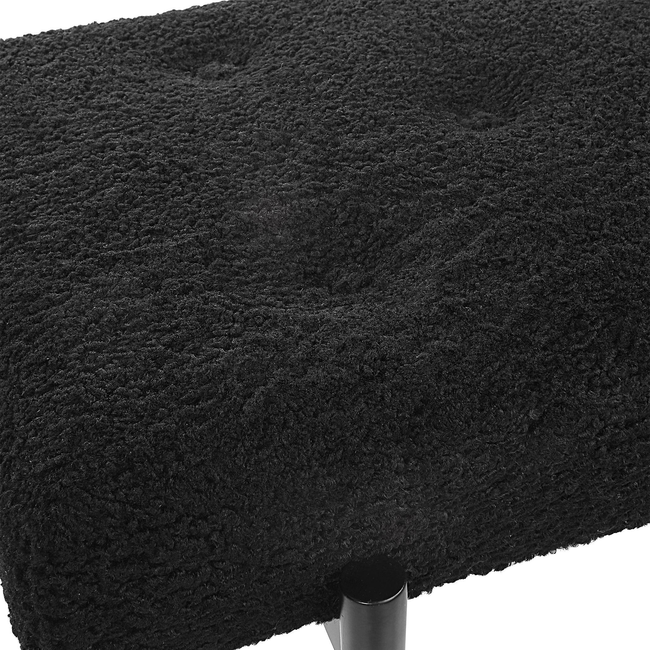 Olivier Black Faux Shearling and Satin Black Bench