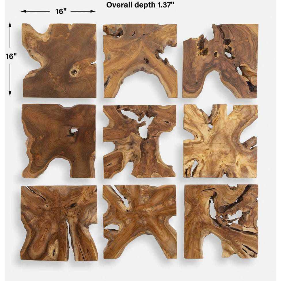 Talia Indoor-Outdoor Wood Wall Decor, Set of 9