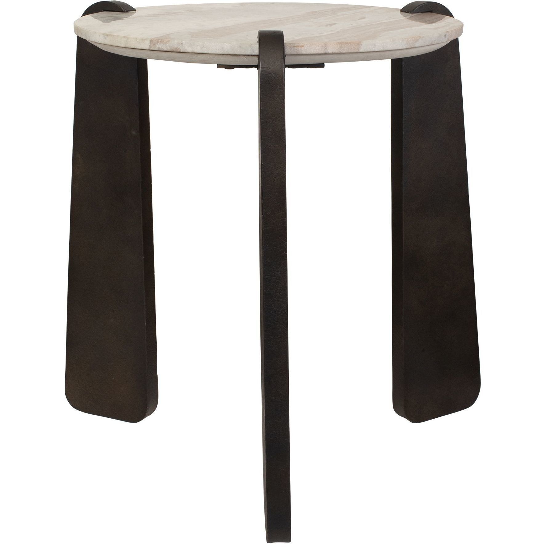 Talud 24 X 24 inch White Marble with Dark Bronze Side Table
