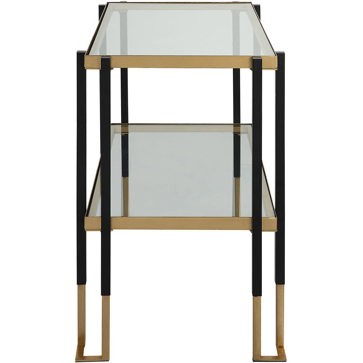 Kentmore 28 X 24 inch Matte Black and Brushed Gold Side Table