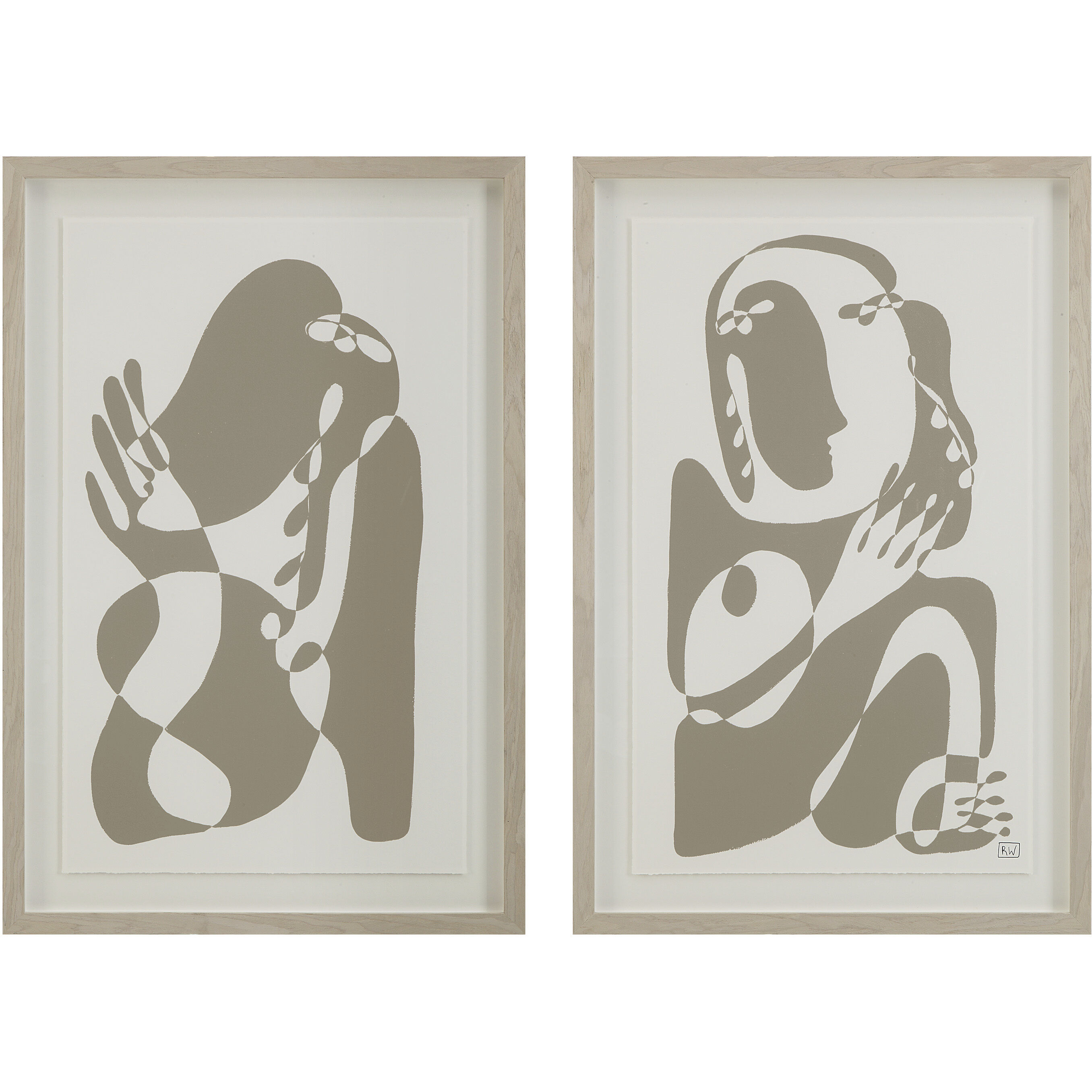 Cybel Beige/White Canvas Art, 2 Piece