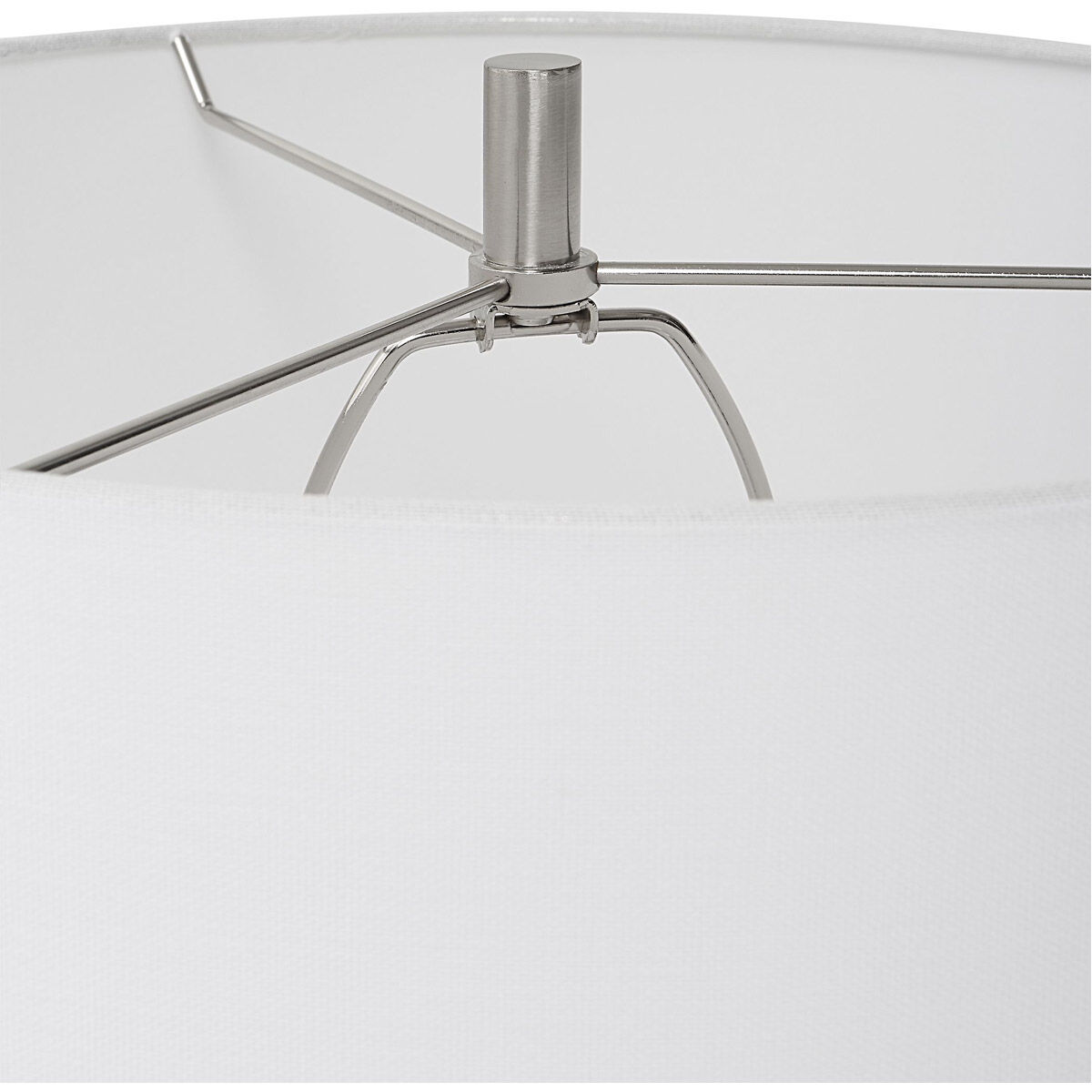 Patchwork 28 inch 150.00 watt Satin White Glaze and Brushed Nickel Table Lamp Portable Light