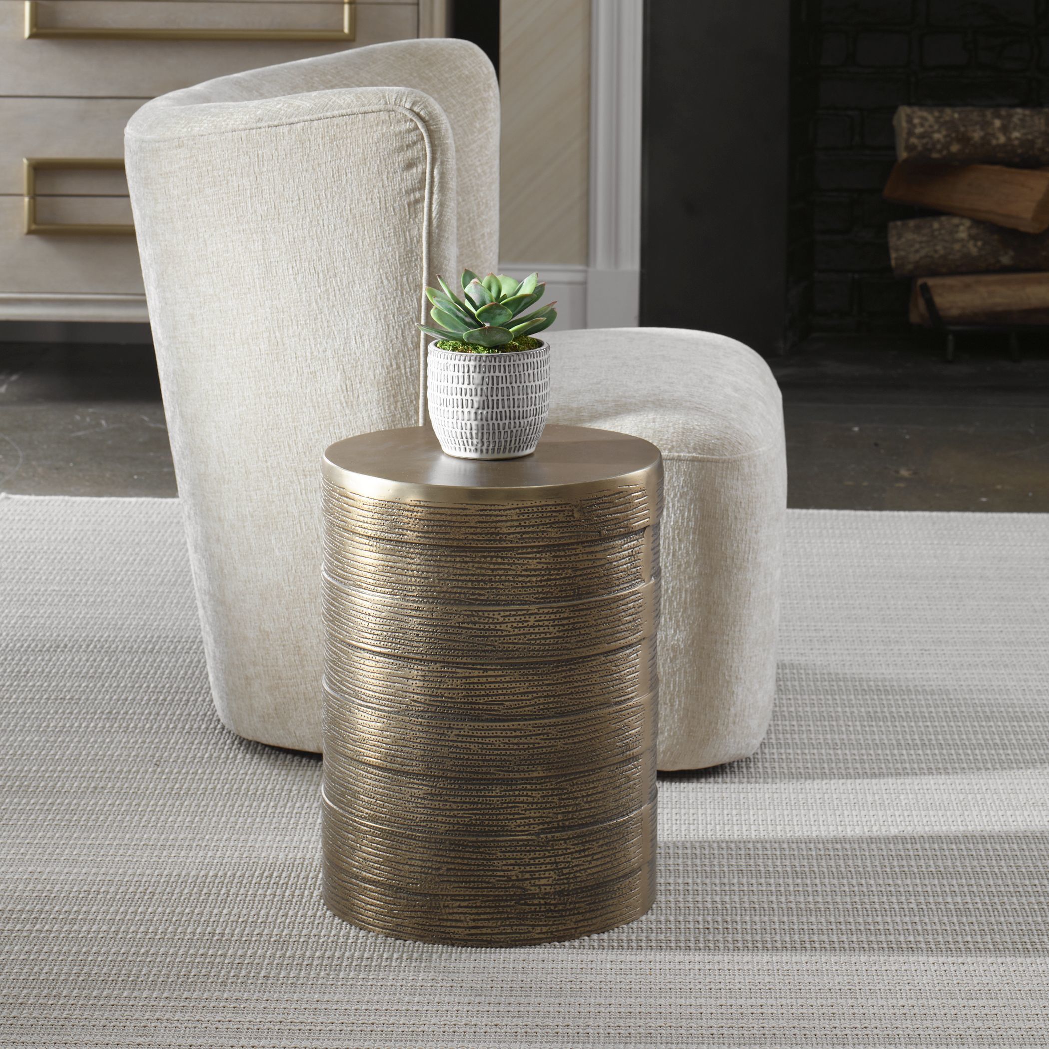 Odin 17 X 13.5 inch Antique Brass Accent Table