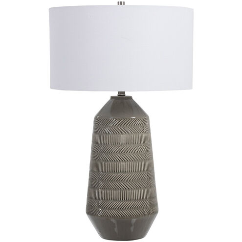 Rewind 32 inch 150.00 watt Soft Gray Glaze with Brushed Nickel Accents Table Lamp Portable Light