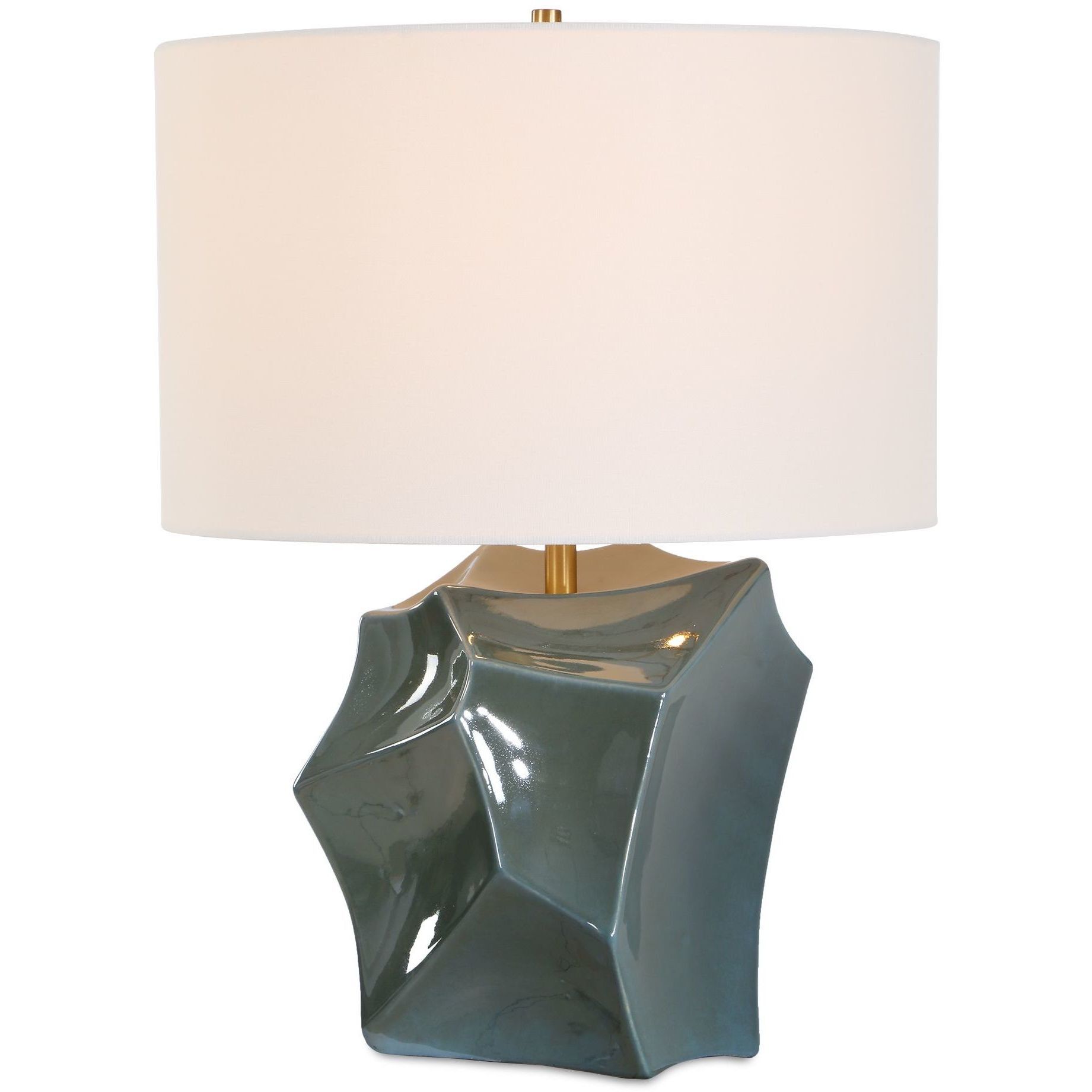 Prisma 24 inch 150 watt Metallic Smoky Bronze Glaze and Antique Brass Table Lamp Portable Light