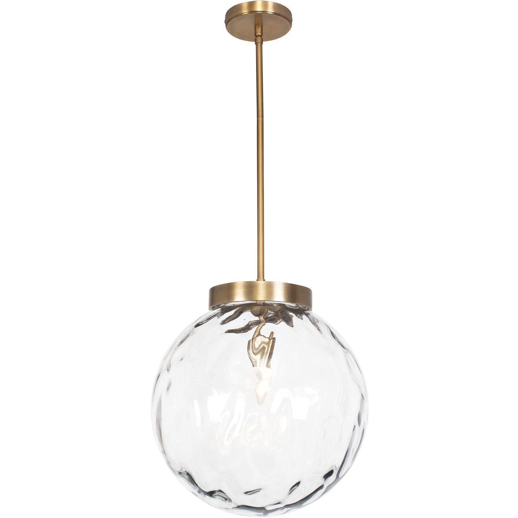 Gaia 1 Light 14.75 inch Watered Glass and Antique Brass Pendant Ceiling Light