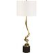 Spiraling 35 inch 7 watt Antique Brass and Black Marble Cordless Buffet Lamp Portable Light