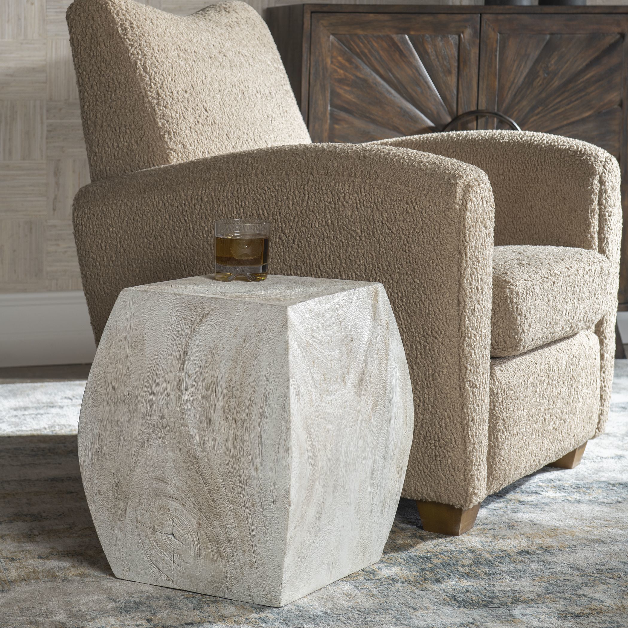 Grove 17 inch Soft Ivory Accent Stool