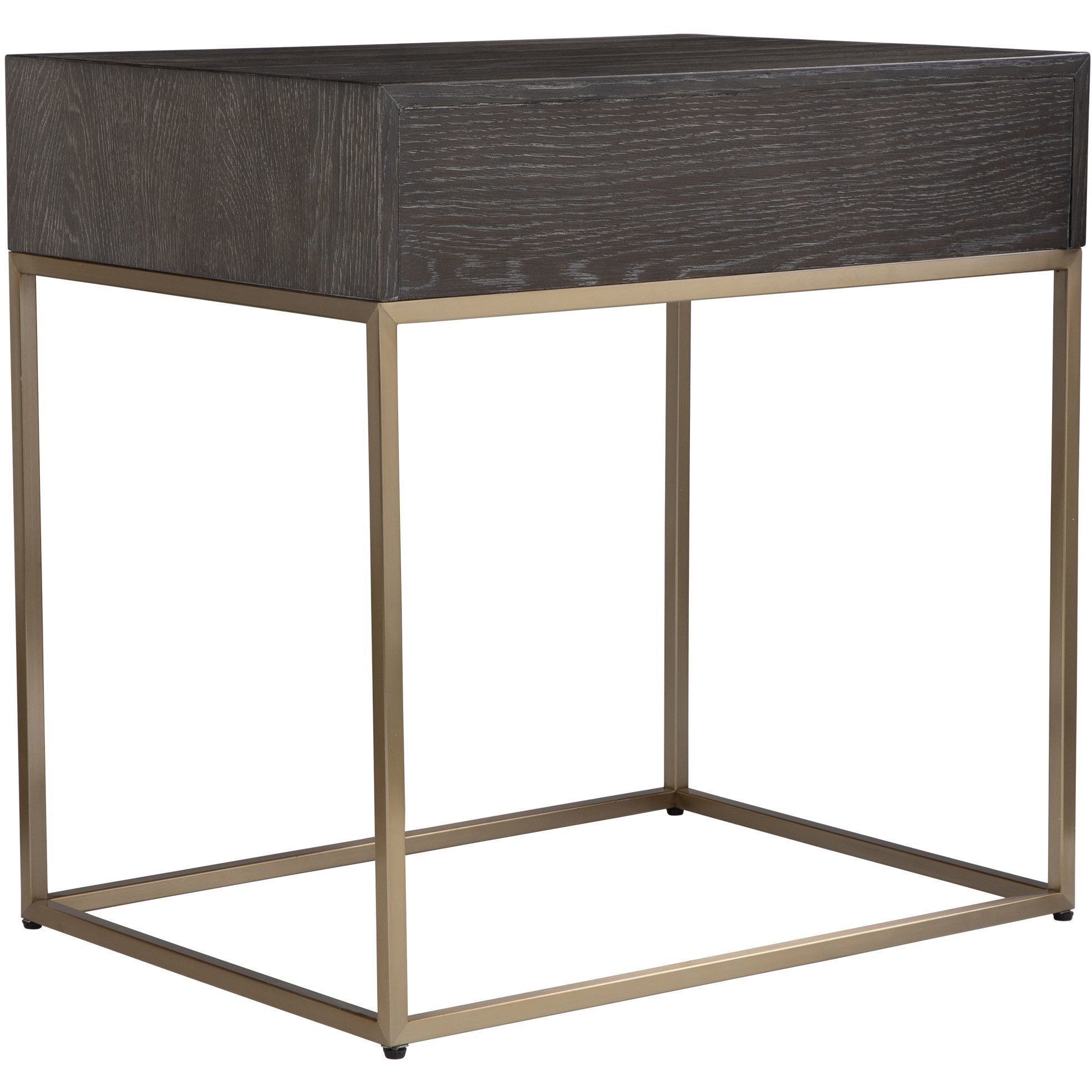 Armistead 25 X 25 inch Dark Walnut and Brushed Brass Side Table
