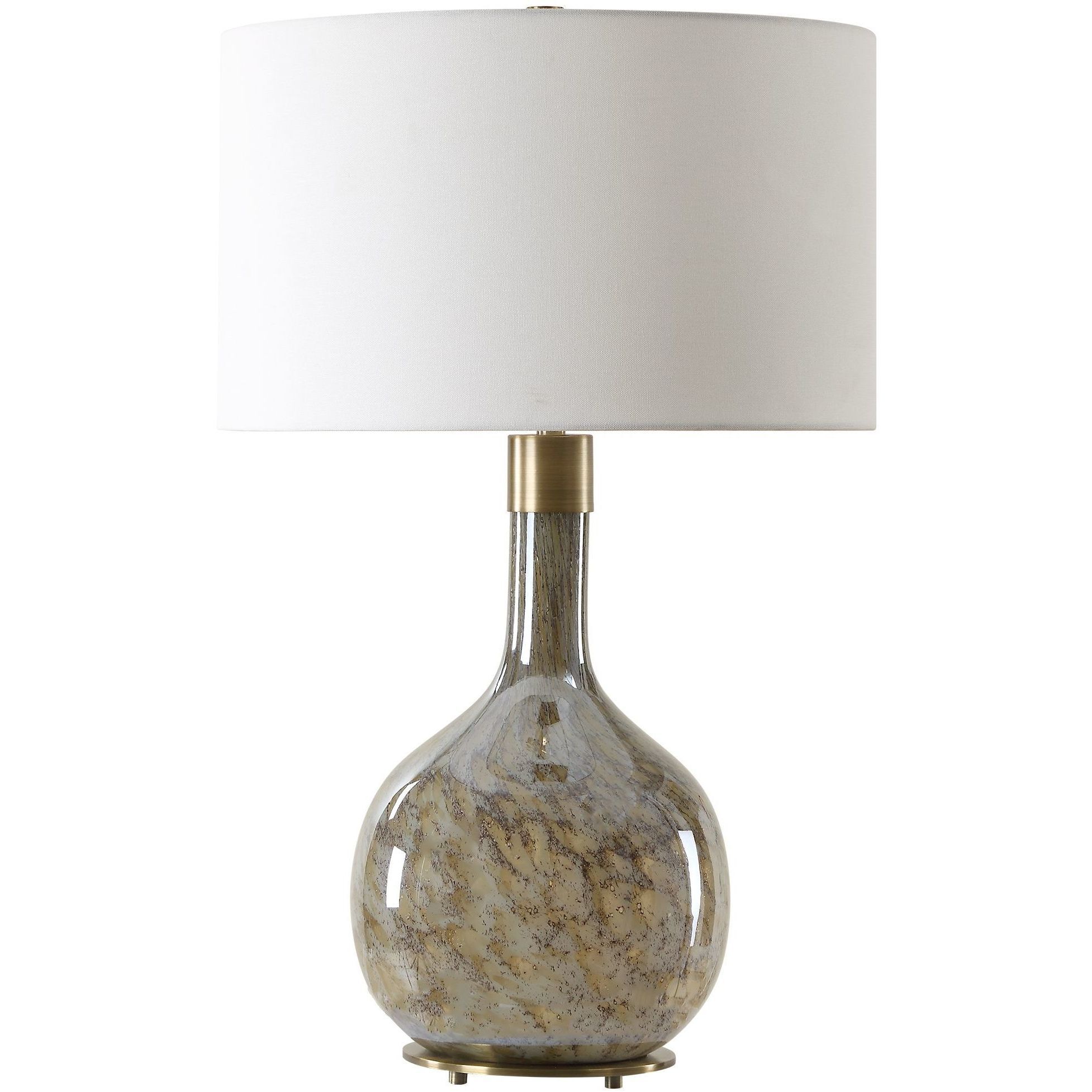 Rhine 27.25 inch 150.00 watt Light and Dark Brown and Smoke Gray Seeded Glass with Antique Brass Table Lamp Portable Light
