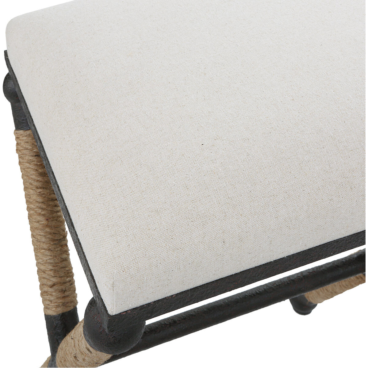 Firth 28 inch Rustic Iron and Natural Fiber Rope with Oatmeal Counter Stool