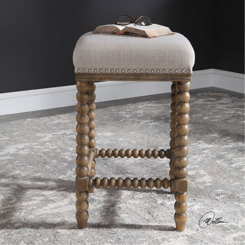 Pryce 26 inch Light Walnut Stain and Soft Ivory Linen Counter Stool