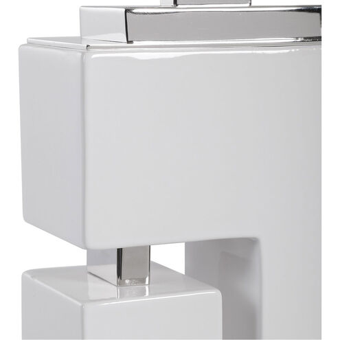 Tetris 27 inch 150.00 watt Gloss White Glaze with Polished Nickel Details Table Lamp Portable Light