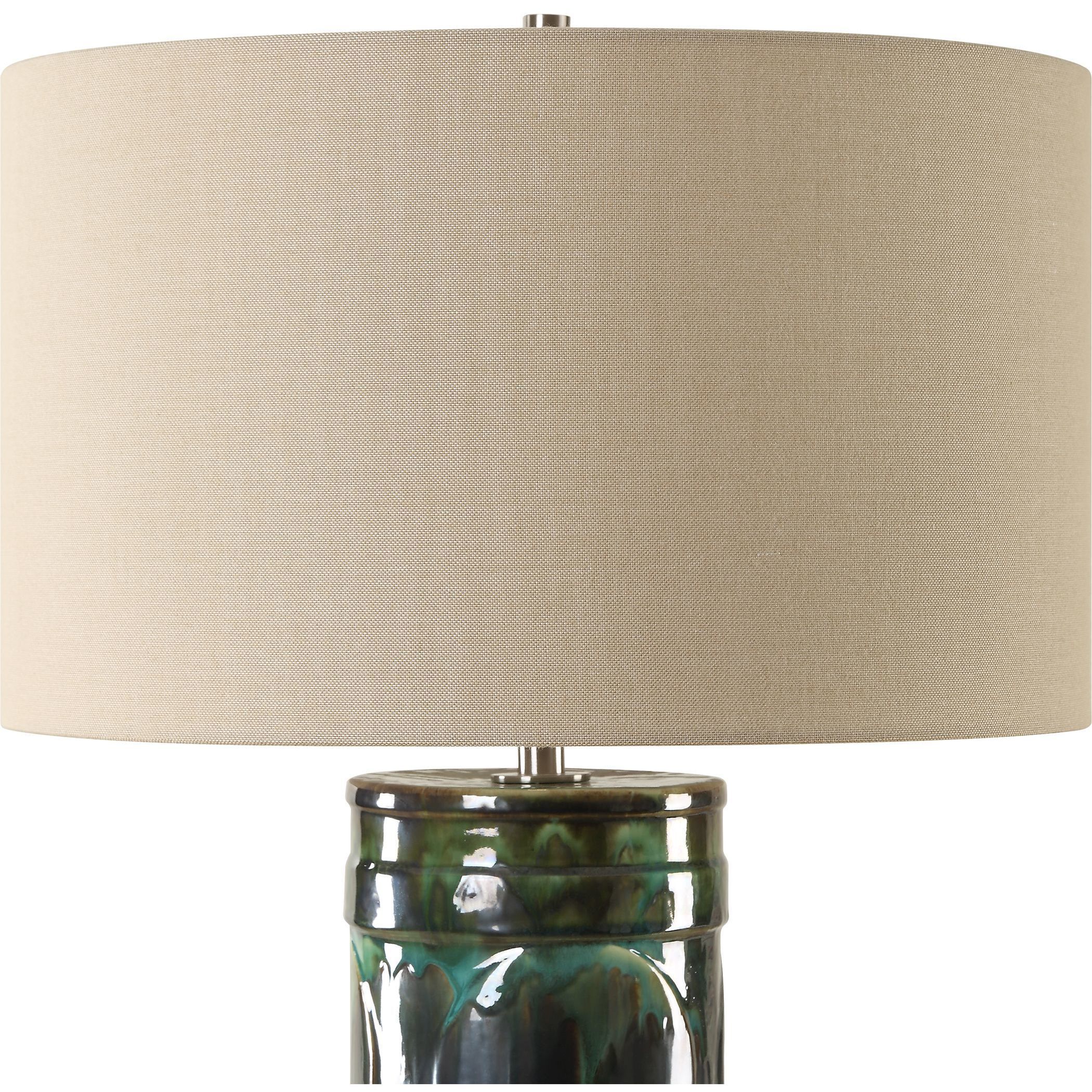 Loch 28.25 inch 150.00 watt Peacock Green And Slate Glaze and Brushed Nickel Table Lamp Portable Light