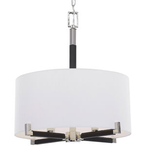 Newburgh 4 Light 20 inch Polished Nickel and Textured Black Leather Pendant Ceiling Light