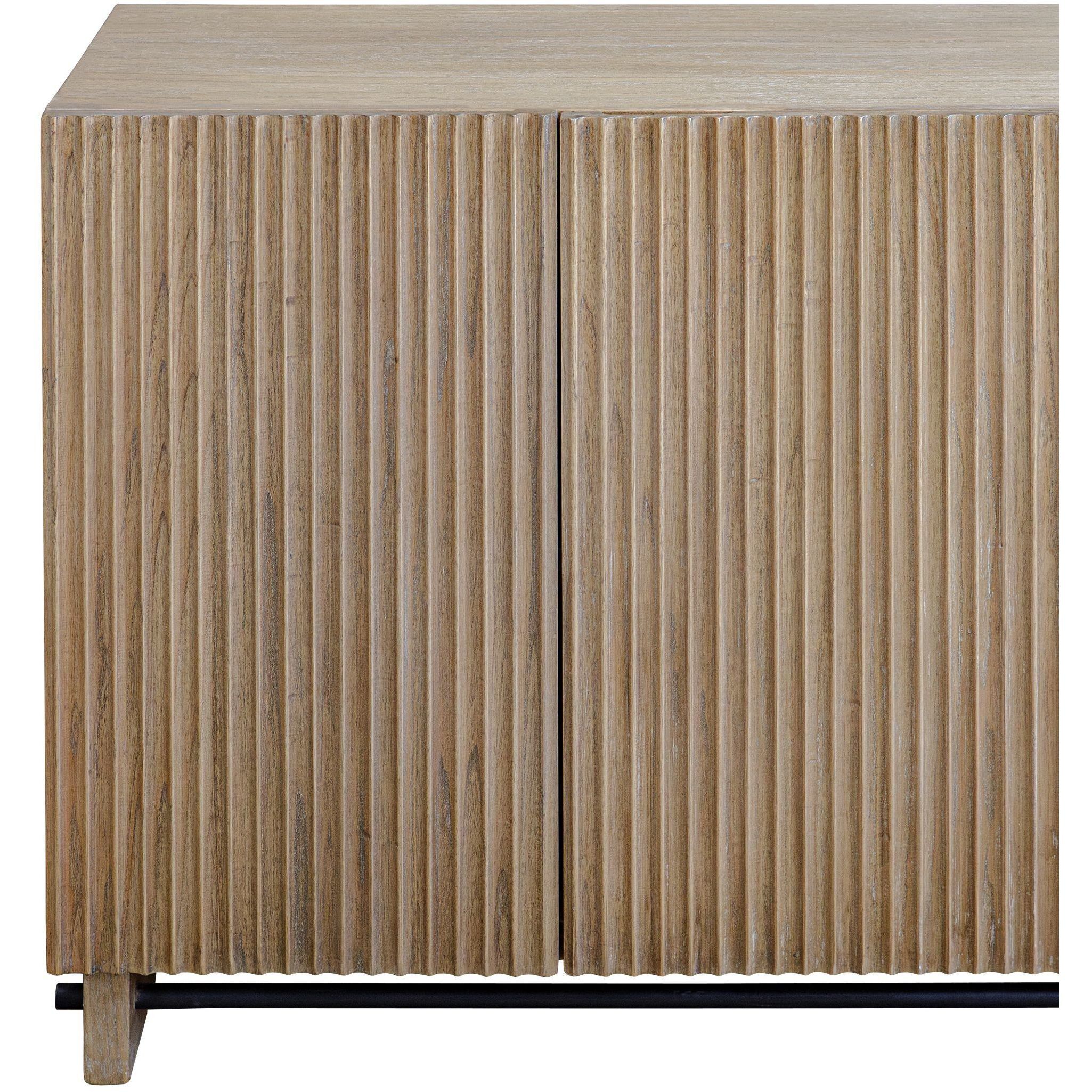 Kellem Black and Natural Wood 4 Door Cabinet