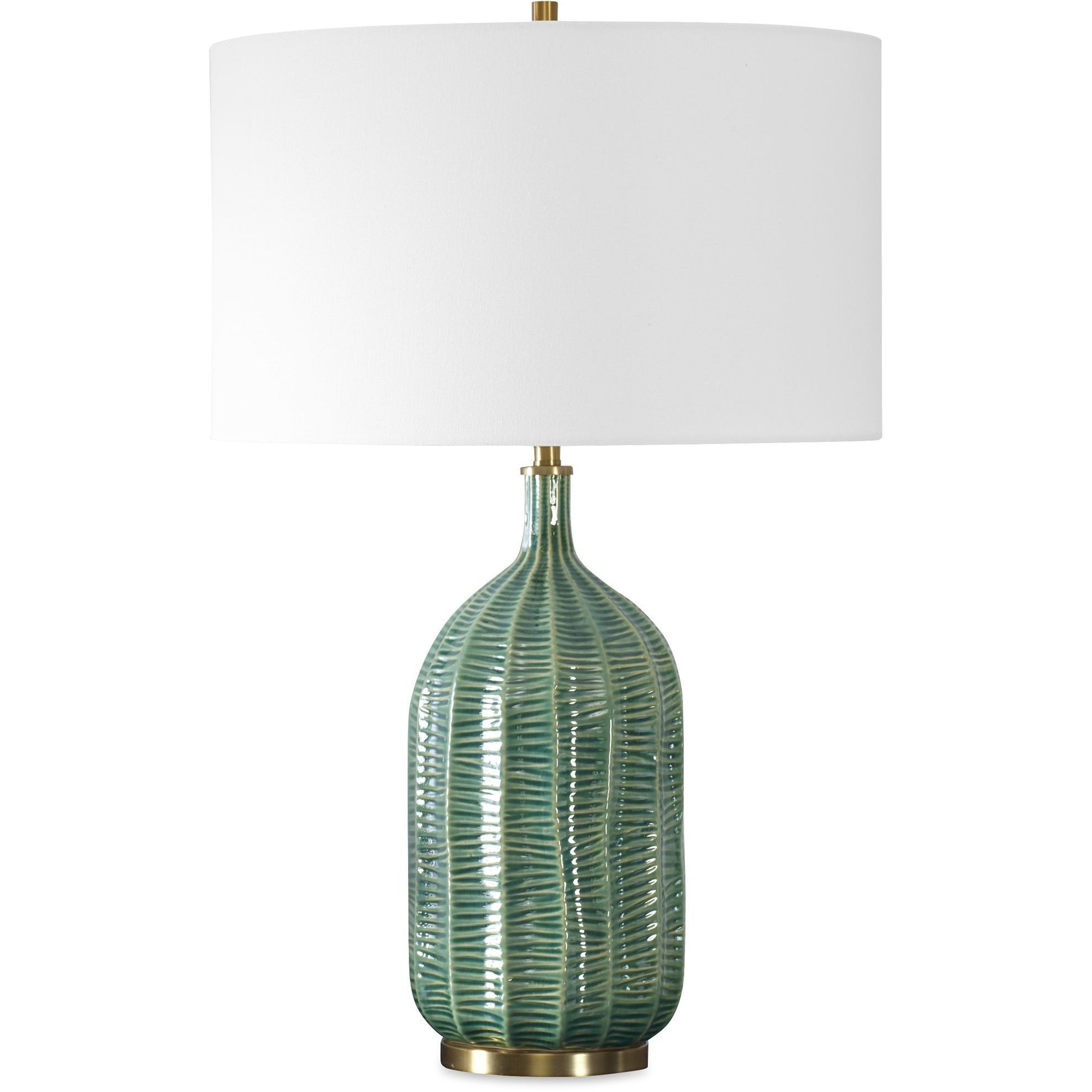 Bixby 24.5 inch 150.00 watt Hunter Green Glaze and Antique Brass Table Lamp Portable Light