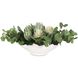 Protea Blooms Off-White and Green Bowl Centerpiece