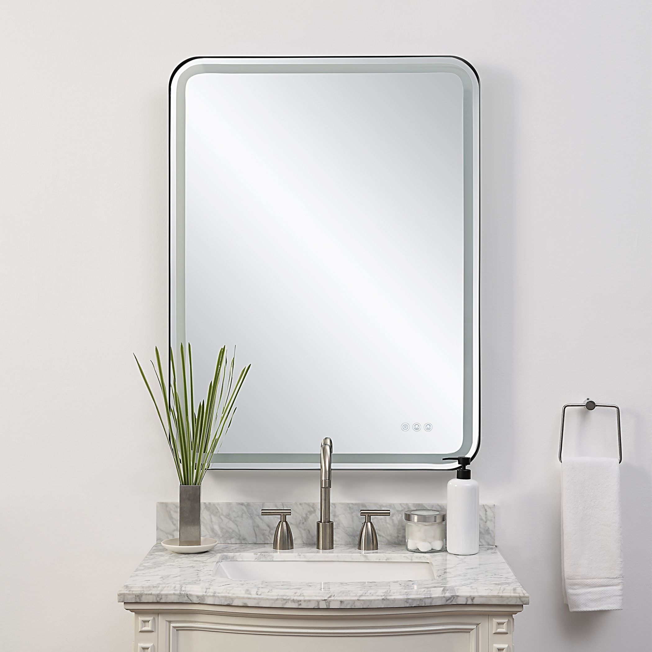 Crofton 40 X 30 inch Satin Black LED Lighted Mirror