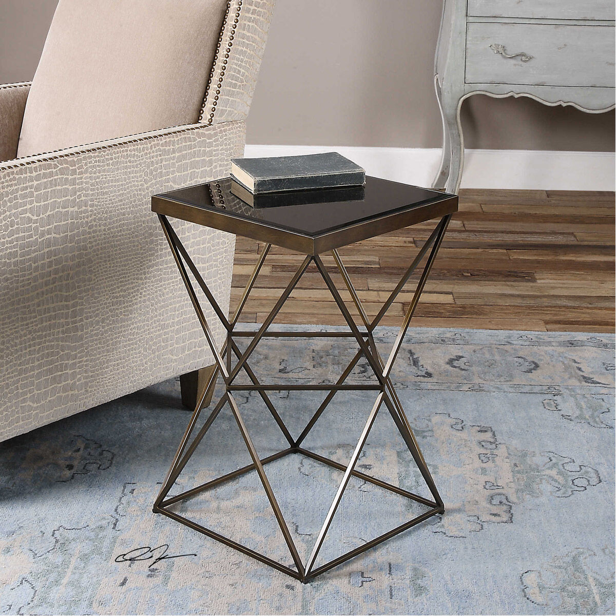 Uberto 24 X 15 inch Caged Frame Accent Table