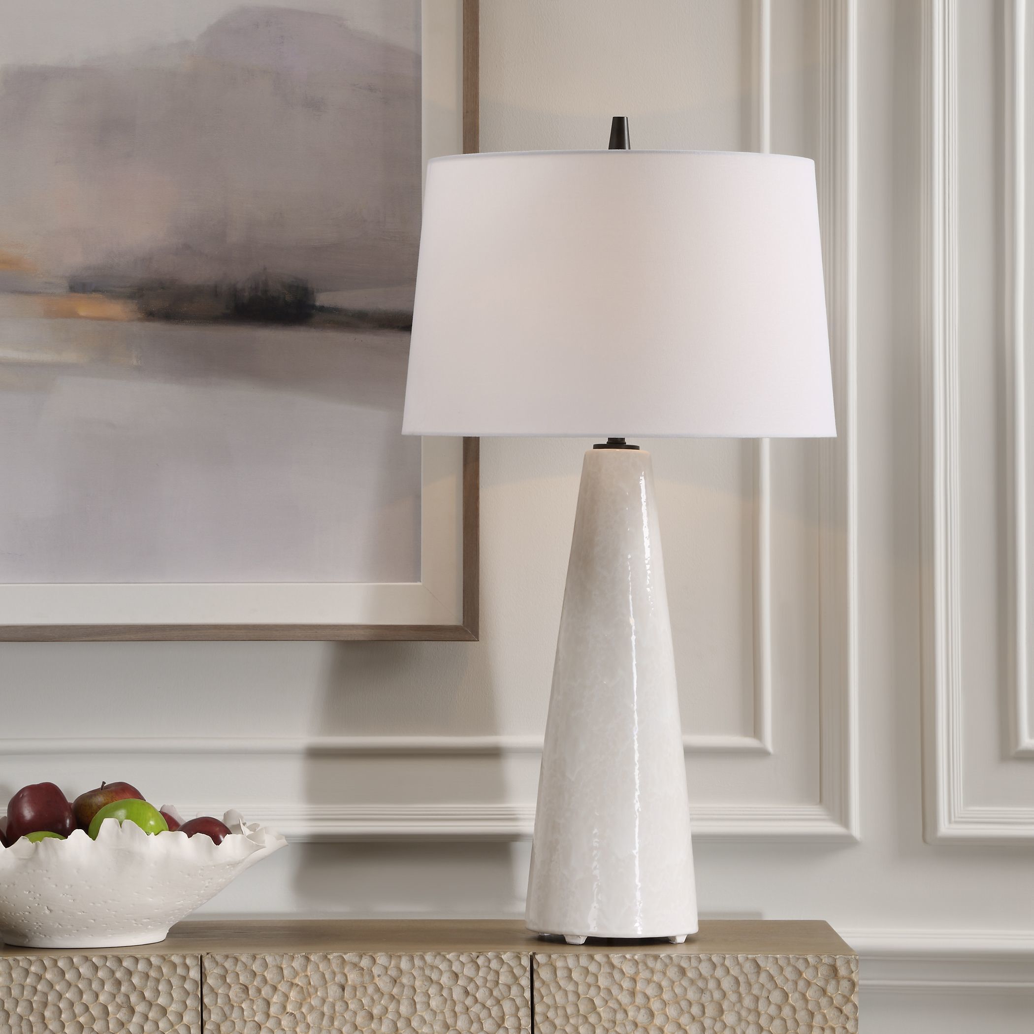 Loire 35.75 inch 150.00 watt Cream-Ivory Drip Glaze and Matte Black Table Lamp Portable Light