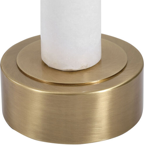 Portsmouth 24 X 16 inch Brushed Brass and White Marble Accent Table