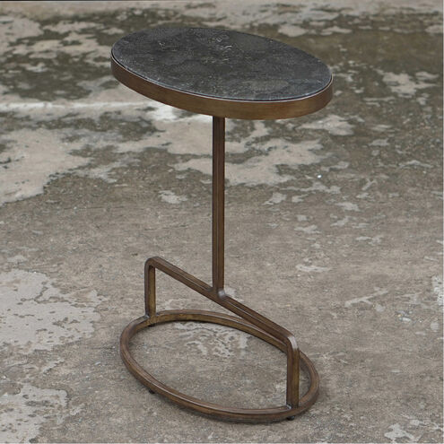 Jessenia 23 X 18 inch Polished Bluestone and Antiqued Brushed Gold Accent Table