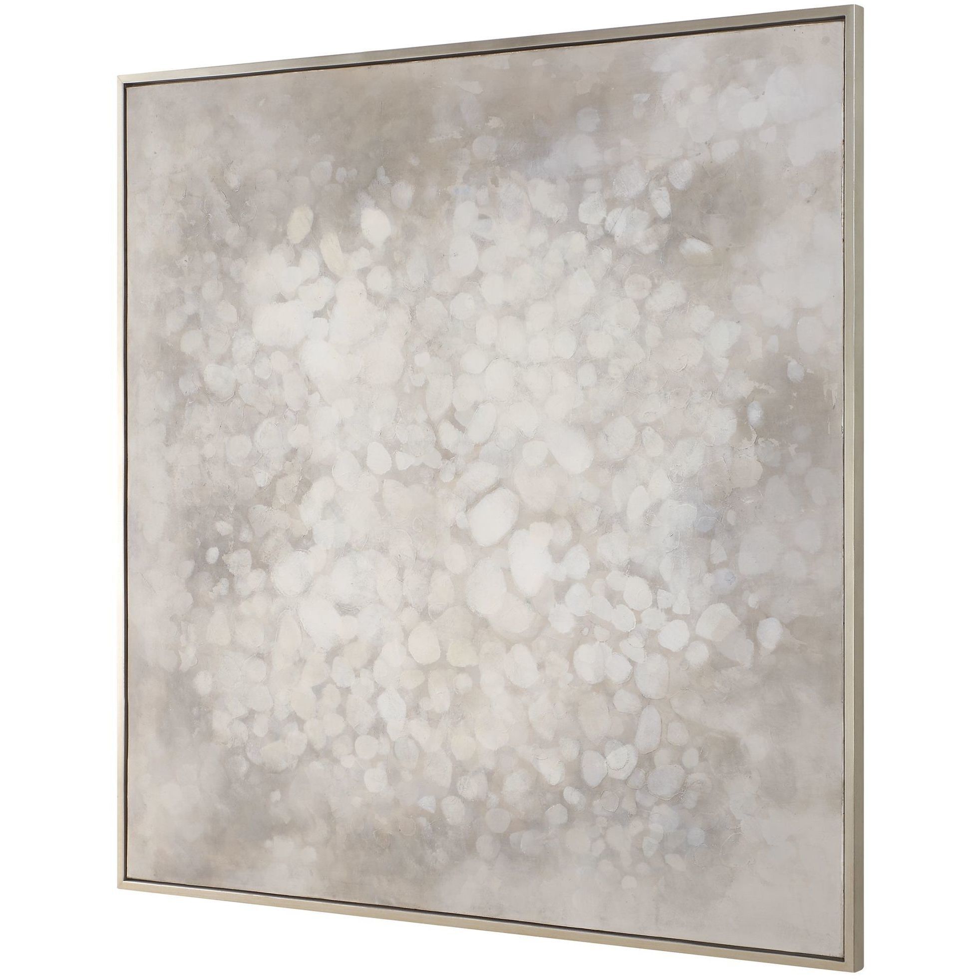 Out Of Focus Grey and White and Gold Framed Abstract Art