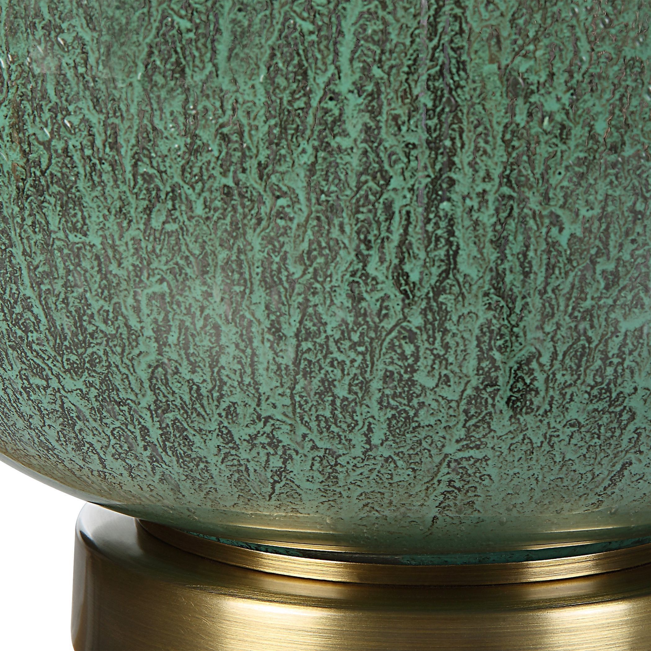 Nataly 26 inch 150.00 watt Crackled Aged Green Glaze and Antique Brass Table Lamp Portable Light