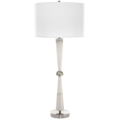 Hourglass 35 inch 150.00 watt White Marble and Brushed Nickel Table Lamp Portable Light