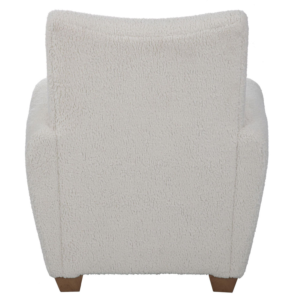 Teddy Off White Faux Shearling and Walnut Stained Wood Accent Chair