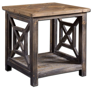 Spiro 22 X 20 inch Brushed Black Reclaimed Fir Wood End Table