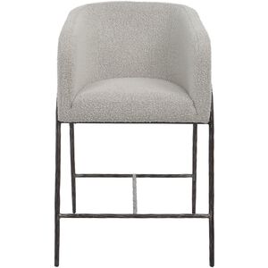 Jacobsen 39 inch Aged Black with Ivory and Warm Gray Fabric Counter Stool