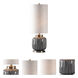 Zahlia 32 inch 150 watt Aged Gray Ceramic and Antiqued Brass Table Lamp Portable Light