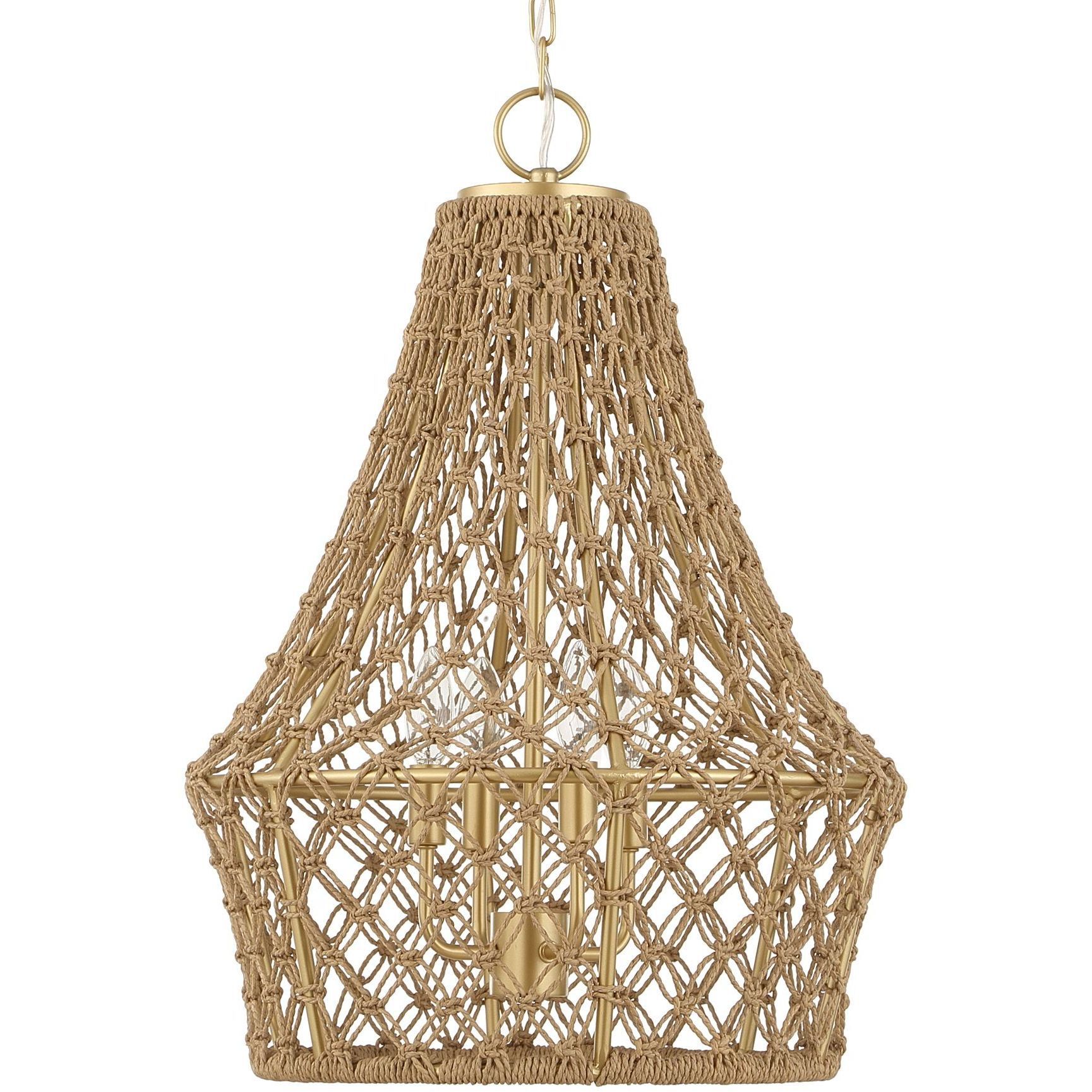 Macrame 4 Light 18 inch Brushed Gold Pendant Ceiling Light