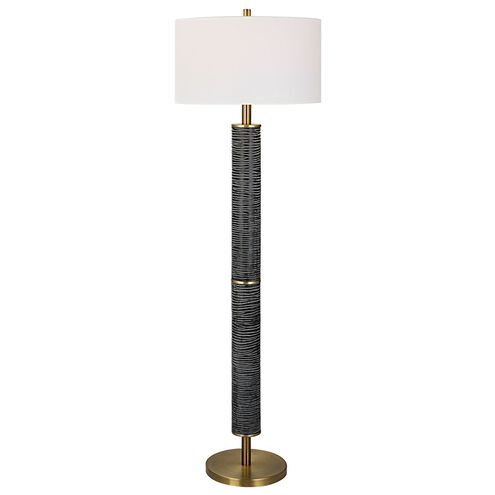 Summit 63 inch 150.00 watt Gray/Black with Solid Iron and Antique Brass Floor Lamp Portable Light
