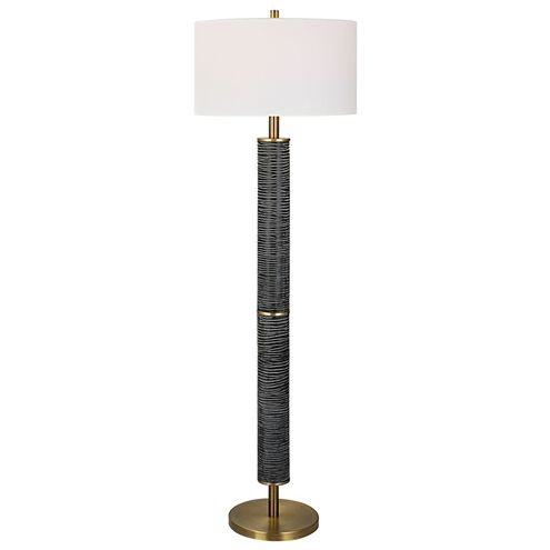 Summit 62.75 inch 150 watt Gray/Black with Solid Iron and Antique Brass Floor Lamp Portable Light